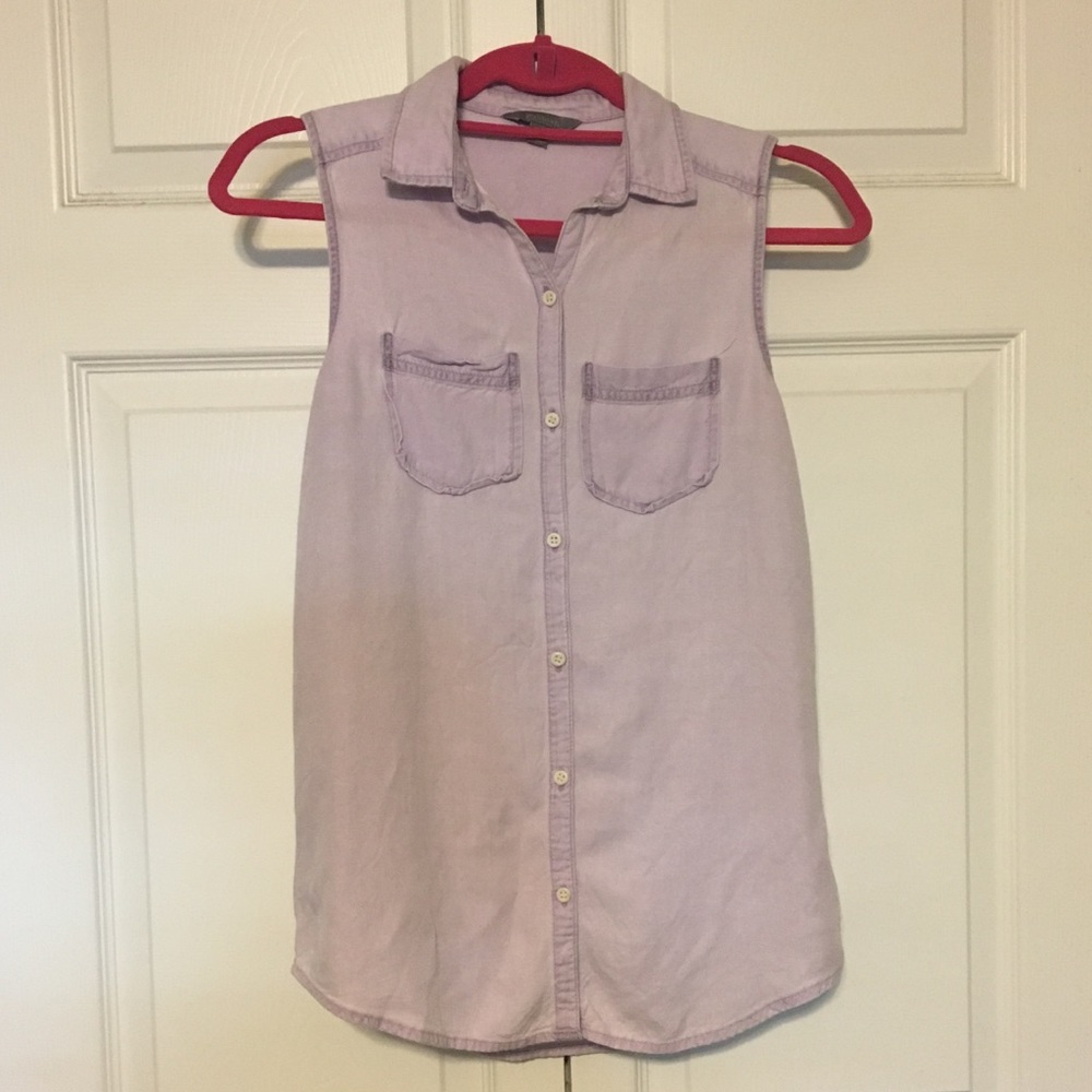 Purple Rayon Button-Down Tank